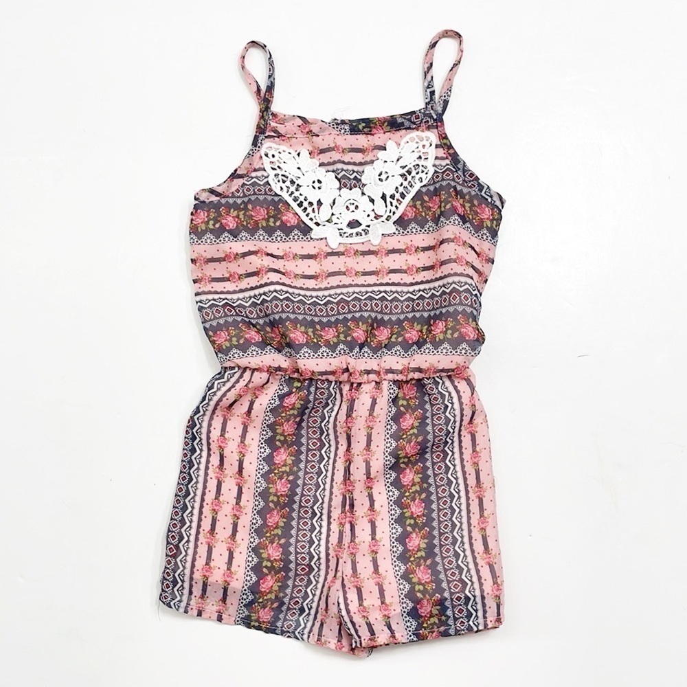 Little Lass toddler girls floral lace romper
